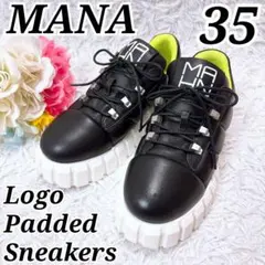 【大人気】MANA ロゴパデットスニーカー 厚底 レザー シルバー金具 35 黒のサムネイル