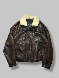 【希少】 NAUTICA ブラウン ボンバーフライトジャケット 90s 襟レザー 希少】 NAUTICA ブラウン ボンバーフライトジャケット 90s 襟レザー
