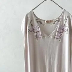 Apuweiser-riche ニットワンピース タイト ノースリーブ 花柄刺繍