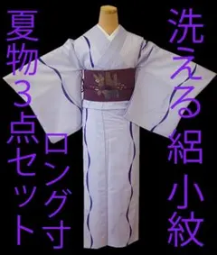 値下げ交渉OK！」夏物 洗える ポリエステル 絽 小紋 セット F470