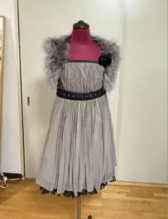 ASHILLカーキグレー ストラップパーティードレス Joiasファーボレロ