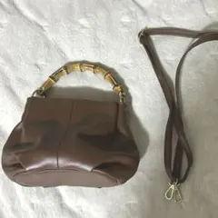 ハンドバッグ バンブーハンドル　レディース　バッグ　ショルダー　ブラウン　韓国系