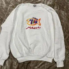 希少90sヴィンテージUSA製 トレーナー ホワイト L お魚トップス