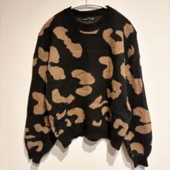 SHEIN【S】ヒョウ柄 長袖セーター ニット ベージュ ブラック カジュアル