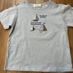 MOO NON NON 刺繍Tシャツ ライトブルー　130