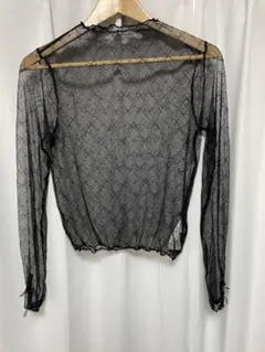 axes femme シアーカットソー ブラック リボン柄