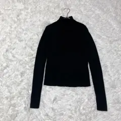 ZARA ザラ◇リブ編み タートルネック ニット セーター(L)ブラック