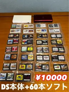 DS Lite 本体 ホワイト + 60本ソフト+おまけ(本体ジャンク品)