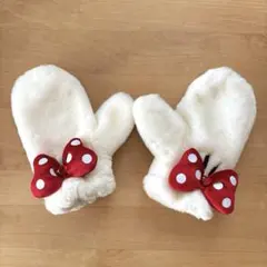 【大人用】ミニー 手袋 ミトン ディズニー 赤 白 リボン ドット 水玉 防寒具