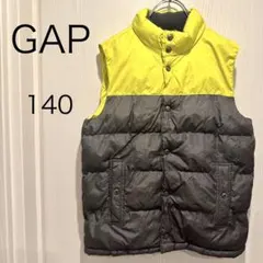 GAP ダウンベスト フリース裏地 イエロー/グレー 140サイズ