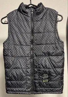 【BREEZE】　キッズダウンベスト　ブラック　格子柄
