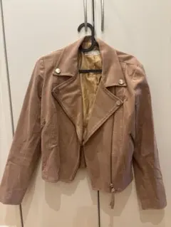 ブラウン スエード風 ライダースジャケット