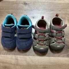 アシックス14cm記名なし 、KEEN サンダル14.5cm記名あり
