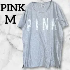 レア✨PINK M ピンク　グレー Tシャツ 半袖　コットン100 クルーネック