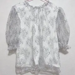 匿名配送 mysty woman 総レース 花柄 半袖 ブラウス カットソー