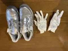 New Balance ゴルフシューズ シルバー グローブ付き