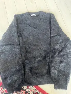 ZARA シャギーニット クルーネックセーター ブラックのサムネイル
