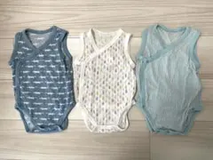UNIQLO コットンメッシュボディスーツ ノースリーブ 前開き 3枚セット