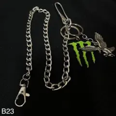 キーホルダー　釣り針フック　シルバー　ウォレットチェーン　モンスターエナジー