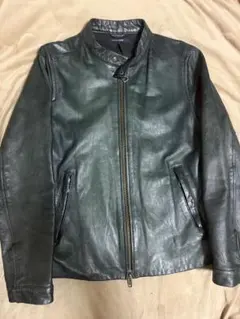 URBAN 羊革 レザージャケット ライダース vintage 本革 黒緑のサムネイル