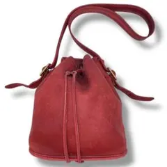 USA製 オールドコーチ L5D-9952 巾着 ショルダーバッグ 赤 USA製 COACH オールド コーチ 巾着 レザー ショルダーバッグ 赤☆9952