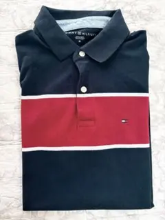【美品】TOMMY HILFIGER トミーフィルガーネイビー 半袖ポロシャツ