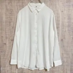 ユニクロ レーヨンブラウス 長袖 XL ホワイト　シャツ
