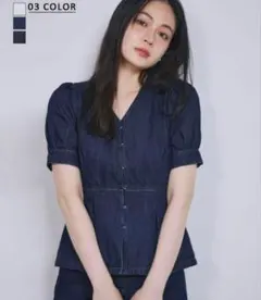 【新品】basement online デニムぺプラムトップスのサムネイル