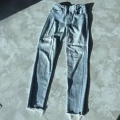 ZARA ライトブルー スキニーデニム フリンジ裾　ZARA