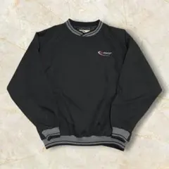 00s ナイロンプルオーバー 企業ロゴ USメンズ リブライン ブラック L