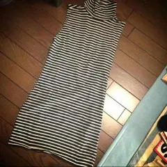 タートルネック ボーダーワンピ