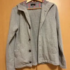 THE SHOP TK フード付き パーカー グレー L フード裏チェック柄