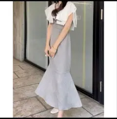 GRL ラッフルカラーバックリボンマーメイドワンピース【tu600】