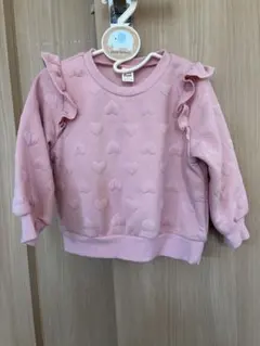 ピンク ハート模様 フリル トレーナー