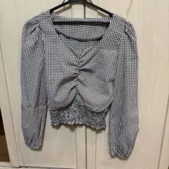 ギンガムチェック パフスリーブブラウス