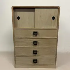 26 和風 小箪笥 4段 総桐たんす 上部引き戸 木製 小引出し 高さ62cm