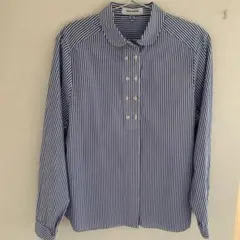 CHILD WOMAN 青白ストライプ 長袖シャツ