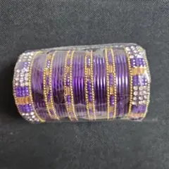 紫色ストーン付きバングルセット