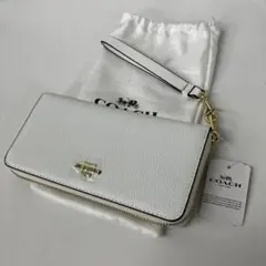 AS7569 COACH ラウンドジッパー長財布 白