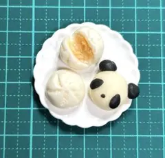 仲良し中華まんセット (パンダちゃん、半分こ、一個丸々) ミニチュアフード