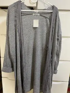 新品未使用タグつき　ロングカーディガン　グレー　アルファベットアルファベット