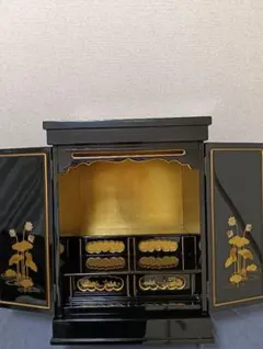 MB492】松竹金蒔絵花七宝 三宝台 幅31.8cm 三方 三寶 供物台 仏具 