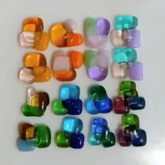 ガラス ドロップス ナギット 16粒 約1.1～1.4㎝ カラフル ブロック30