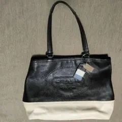 コーチ　COACH　レザー　トートバッグ　ホワイト　ブラック　鞄　ハンプトンズ