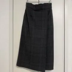 [UNIQLO]新品チェックナロースカート　ダークグレー Sのサムネイル