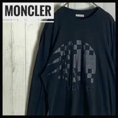 42 モンクレール　刺繍ロゴ　長袖　ロンT シャツ　黒　M　チェッカーフラッグのサムネイル