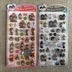 〈正規品〉うるちゅるPOPシール　もんちっち　赤　白黒　2点セット
