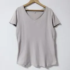 ニッセン Ｔシャツ Ｖネック 半袖 L 灰 綿 普段着 お出かけ デイリーのサムネイル