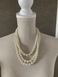 三連フェイクパールネックレス