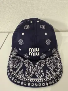 z*k様 MIUMIUペーズリー柄キャップ 2025年最新】MIU MIU カラー：ネイビー系 ベースボールキャップの人気